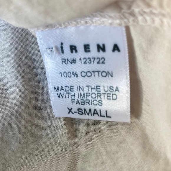 Xirena Cream Button Down Blouse Top XS 100% Cotton Made USA Shirttail Hem - Picture 7 of 7